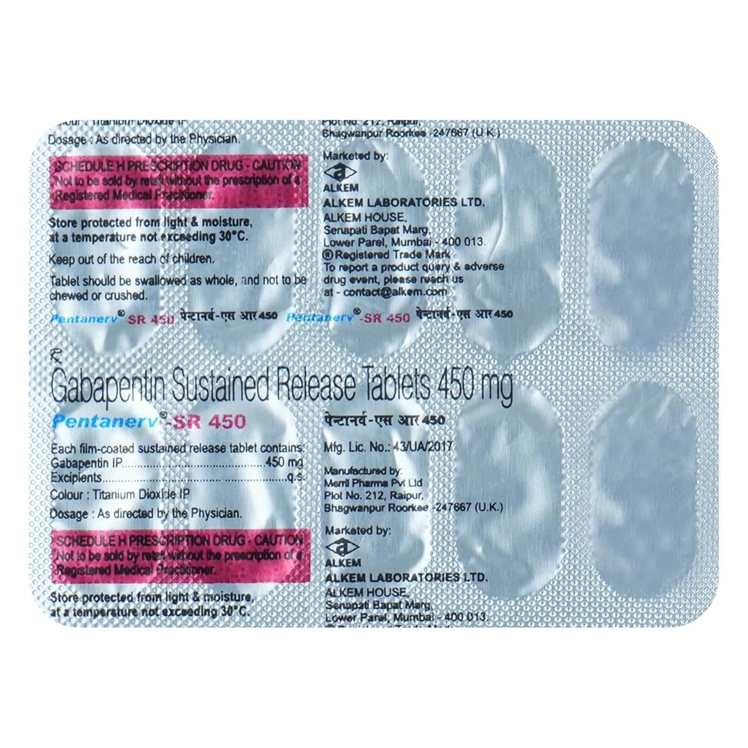 Pentanerv 450mg Tablet SR